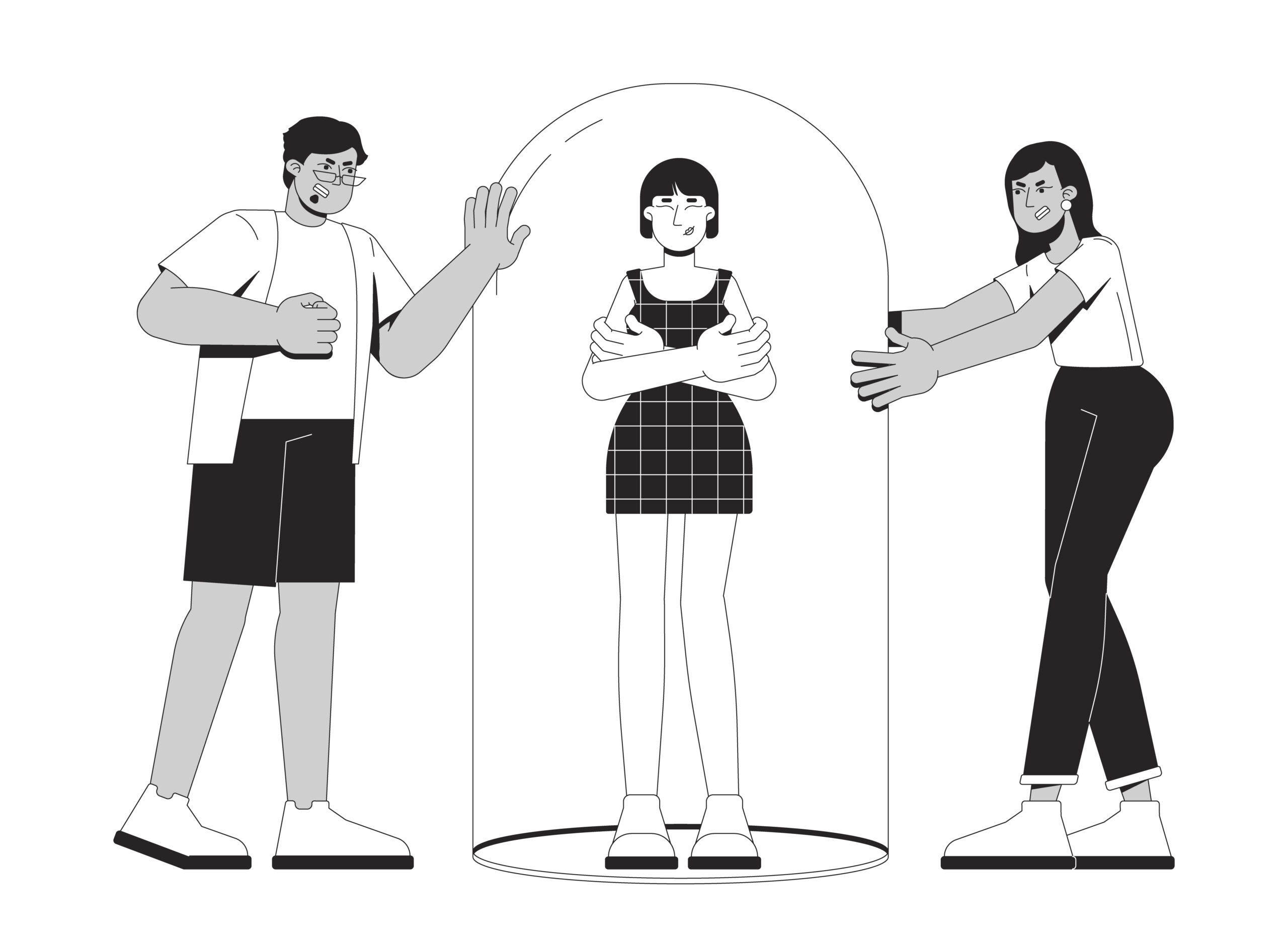 Healthy boundaries line illustration concept